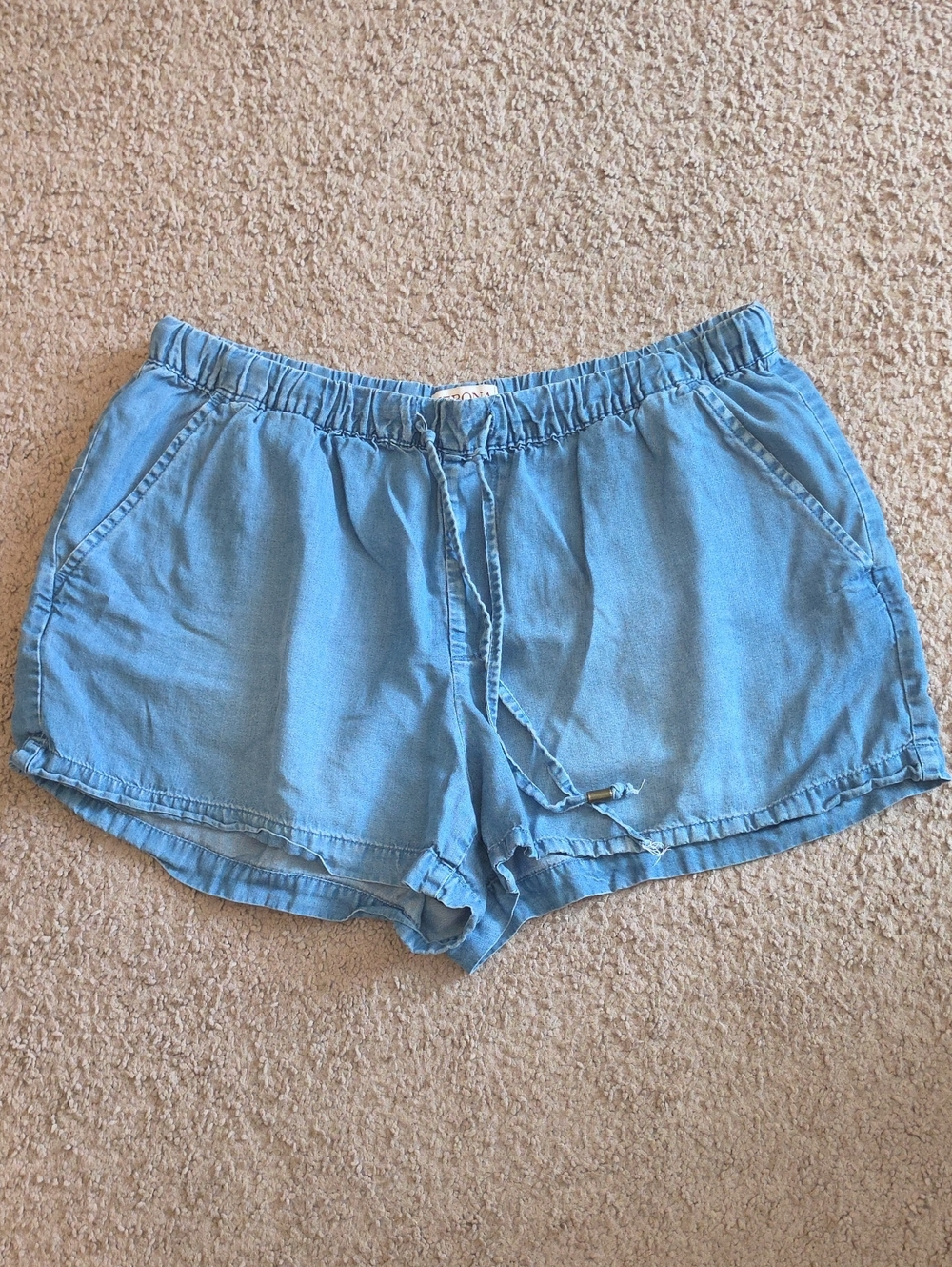 Merona Light Blue Elastic Waist Tie-Front Jean Shorts